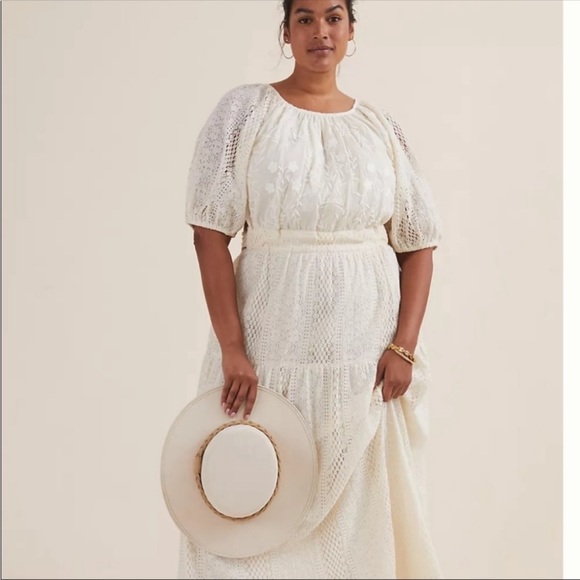 Anthropologie Verb Agneza Embroidered Lace Boho Cottagecore Midi Maxi Dress 12 - Picture 4 of 16